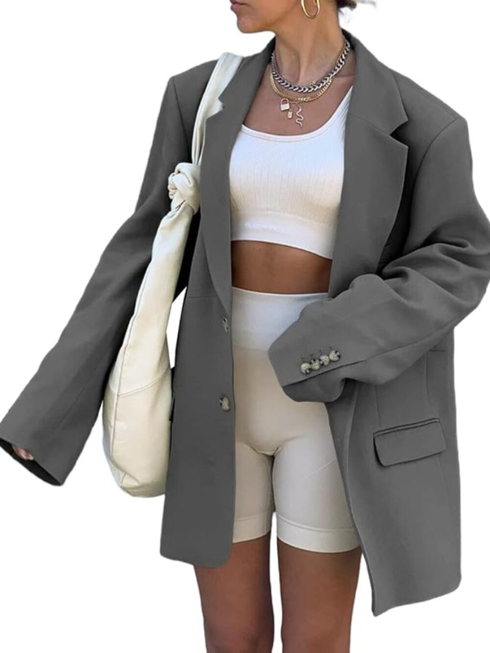 Women Oversized Blazers Long Sleeve Casual Lapel Open Front Jacket